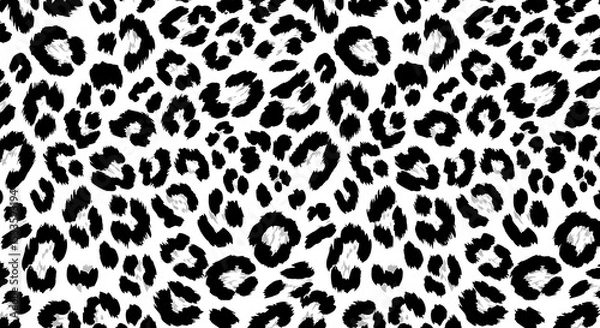 Fototapeta Animal Print Black and White Leopard Spot Pattern Texture Design