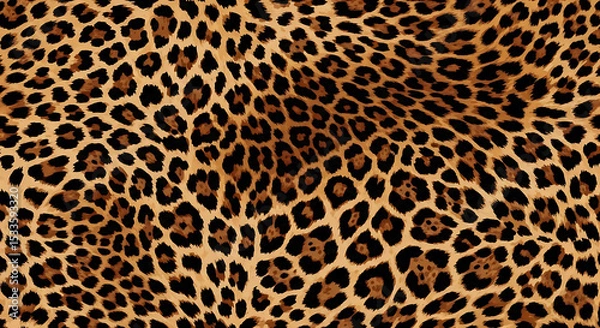 Fototapeta Brown Leopard Seamless Print Texture with Black Spots Animal Skin Pattern