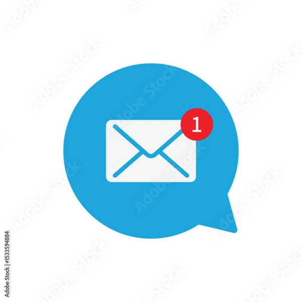 Fototapeta Email notification speech bubble icon vector design template, Concept of you've got mail and full inbox