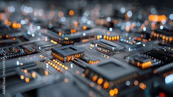 Fototapeta Circuit programming, big data server and information technology for software coding, digital future internet and crypto computer code. Abstract pattern, iot network engineering and IT cloud