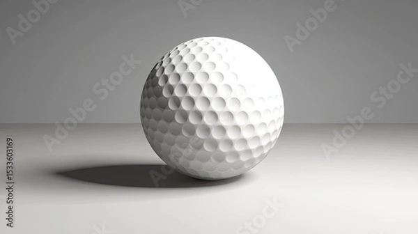Fototapeta Minimalist D golf ball icon with smooth shading, modern vector style, floating in mid-air with soft shadow