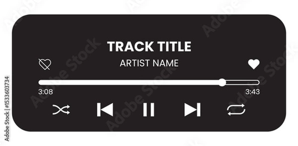 Obraz Music media player interface template. Music player vector design. Graphic mediaplayer panel template for mobile app. Modern playback of music application. Vector Illustration.