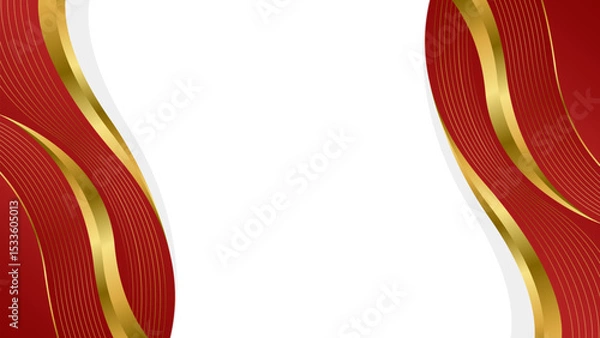 Obraz Elegant Red and Gold Abstract Wave Background. Modern luxury design. Suitable for Invitations, awards, templates, banners, covers, posters, cards, websites, and pages