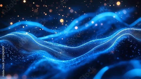 Fototapeta Abstract Digital Dot Line Particle Data Background.
