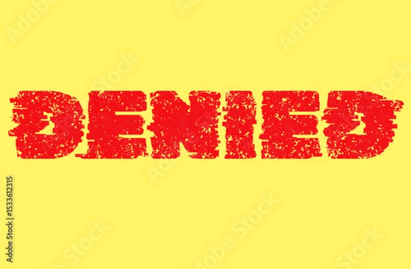 Fototapeta Word text Denied isolated on yellow background. Banner.