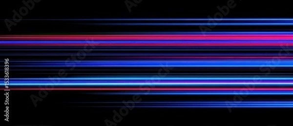 Obraz Abstract bright, horizontal streaks of vibrant blues and reds on black