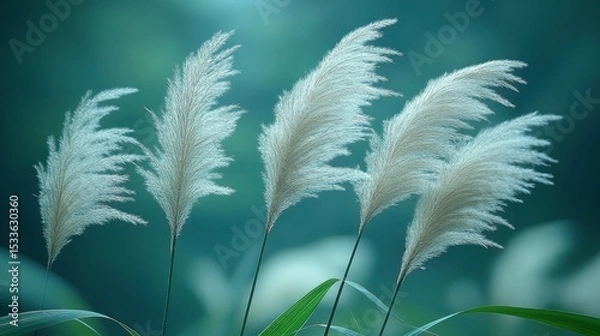 Fototapeta Close up of Wild Grass Flower with Blurred Background with Dark Lighting