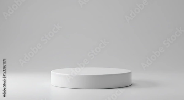 Obraz Minimalist white cylindrical display platform on gray background