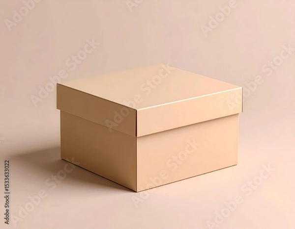 Fototapeta premium cake box with embossed logo, warm tone paper material, high-resolution studio photo, soft lighting, minimal background