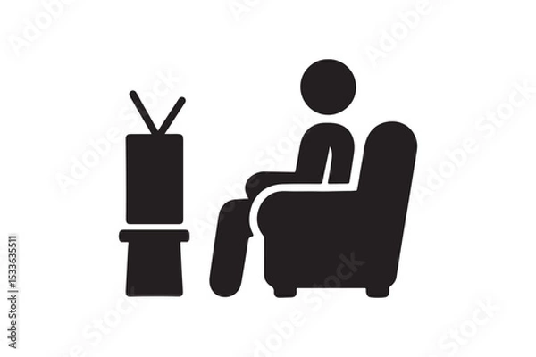 Fototapeta TV and Couch Icon silhouette vector with white background