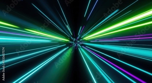 Fototapeta Abstract Glowing Light Streaks on Dark Background