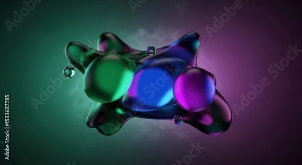 Fototapeta Abstract Shape with Spheres on Dark Background