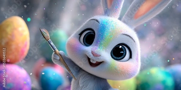 Obraz Easter Bunny Colorful Eggs  Festive Fun