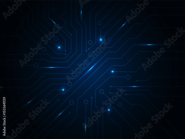 Fototapeta Geometric background and high tech circuit board connection system