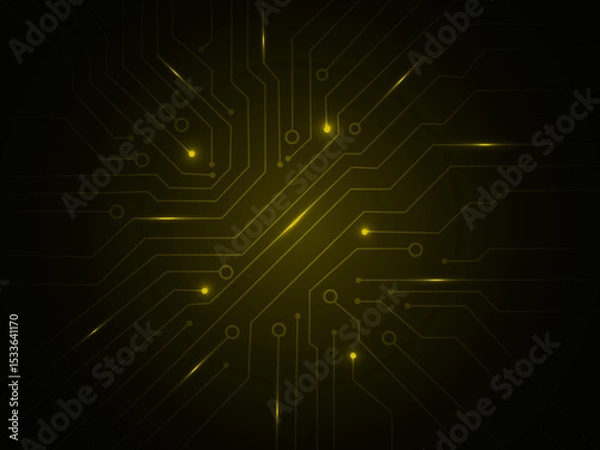 Fototapeta Geometric background and high tech circuit board connection system