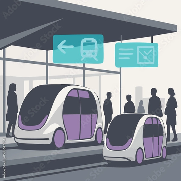 Fototapeta bus stop in the city