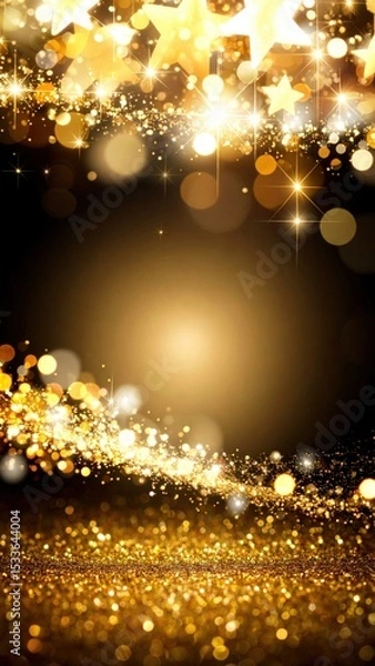 Fototapeta Celebratory sparkling gold background abstract design festive event bright environment close-up view celebration concept