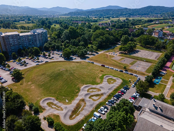 Fototapeta Pumptrack for BMX and MTB in Ljubljana