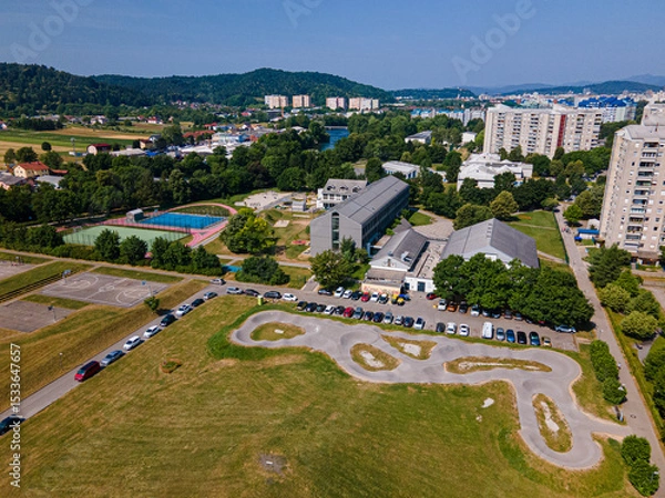 Fototapeta Pumptrack for BMX and MTB in Ljubljana