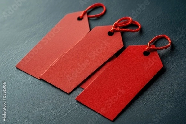 Obraz High Detail Picture of Blank Sale Labels for Lettering in Red