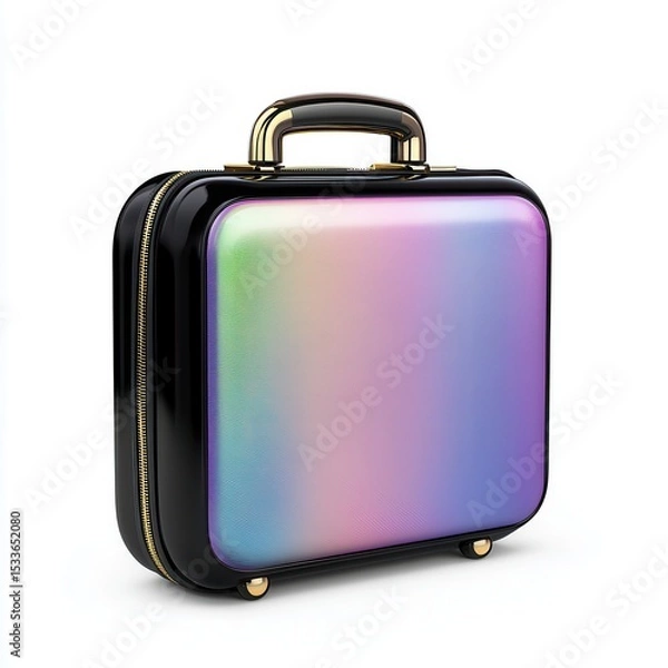Fototapeta Iridescent Black Cosmetic Case with Gold Hardware