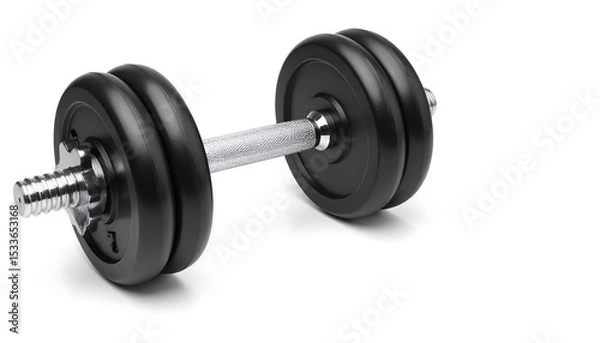 Obraz Black dumbbell isolated on white background.
