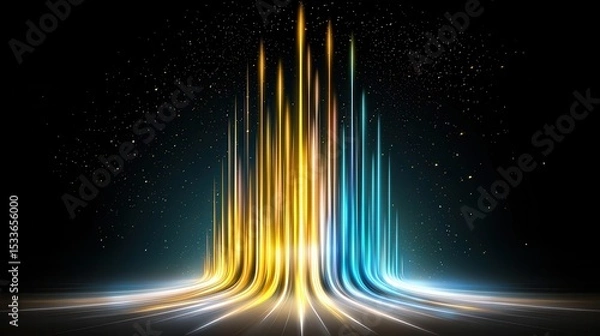 Fototapeta Luminous Vertical Lines Abstract Digital Art