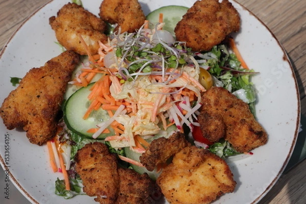 Fototapeta a mixed salad with chicken