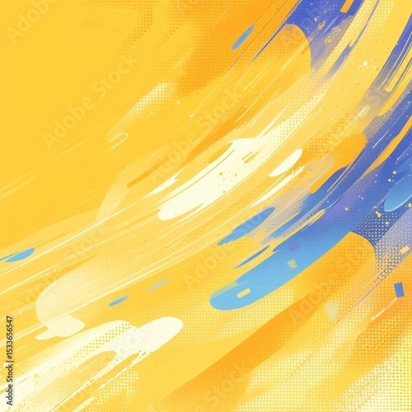 Obraz abstract background with brush strokes in yellow, orange and blue colors