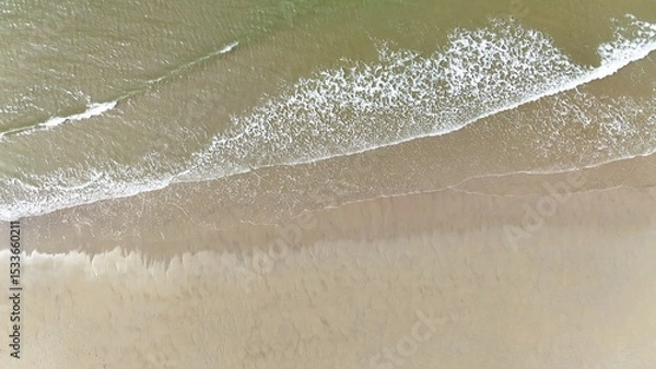 Fototapeta Sandy beach on the North Sea coast photographed with a drone