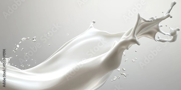 Fototapeta Milk splash against a muted gray background