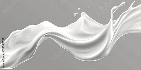Fototapeta Fluid white splash, flowing gracefully