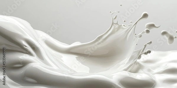 Fototapeta Smooth, white liquid in motion with a dynamic splash