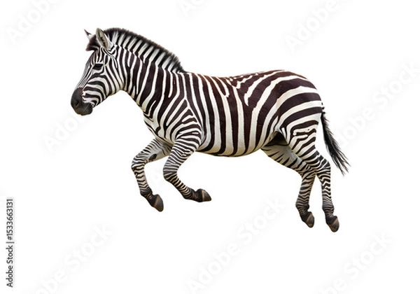 Obraz Striking Zebra: Powerful Wildlife Photography on white background