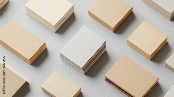 Fototapeta Collection of brown kraft paper food containers, including boxes with foldable lids and open trays, set against a clean white backdrop. Space for text placement.