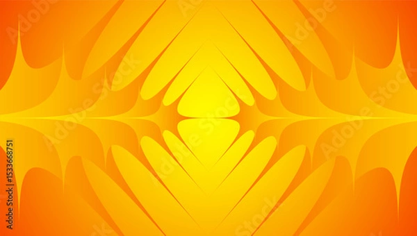 Fototapeta Abstract orange background with 3d lines pattern, symmetrical minimal striped background.