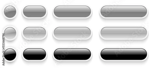 Fototapeta Buttons set for user interface, simple colorful 3D modern buttons design for mobile, web, social media, business.