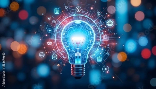 Fototapeta light bulb on abstract background