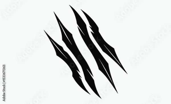 Fototapeta Claw marks silhouette, scratch vector icon, animal tear graphic