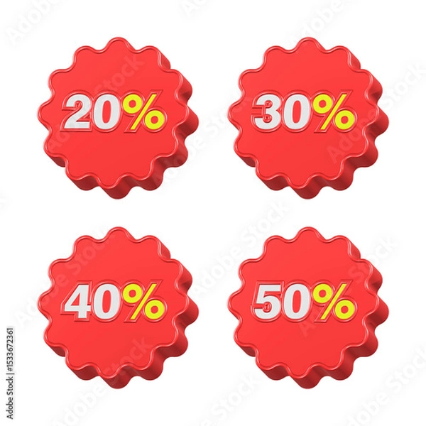 Fototapeta 20,30,40,50 percent sale set 3d rendering promotion ecommerce