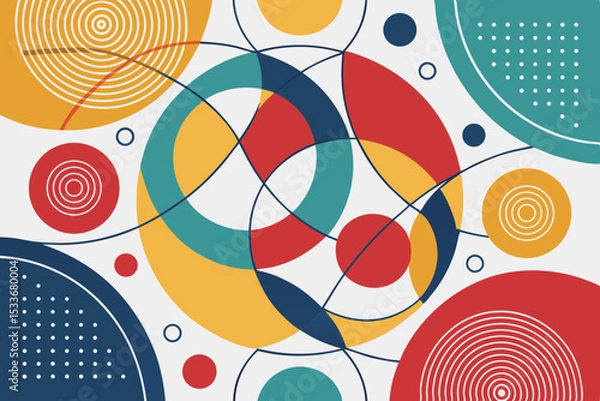 Fototapeta Create a stylish abstract background featuring overlapping geometric shapes in vibrant, contrasting colors.  Focus on a modern and dynamic design.