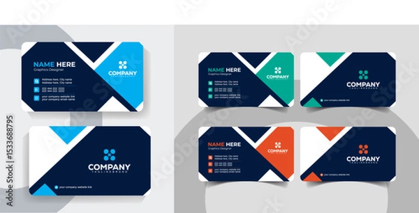 Fototapeta Minimal Navy Blue and blue Business Card Template Set for Corporate and Creative Professionals. Creative corporate business card design with a sleek layout.