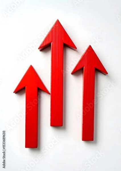 Obraz Red downward arrows symbolizing market crash on white background