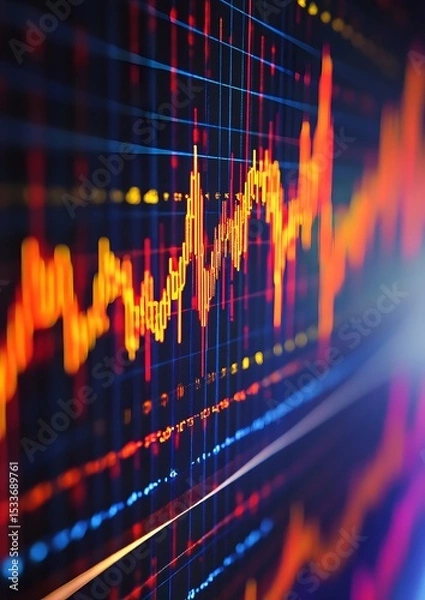 Obraz Animation-style chart of bouncing stock prices, playful concept