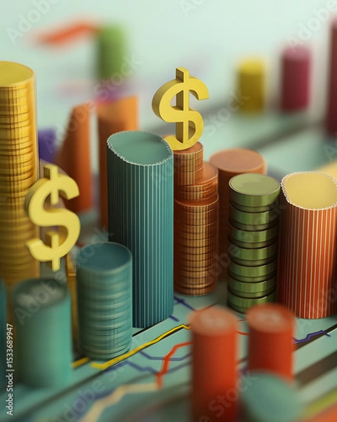 Obraz Animated concept showing fluctuating tax meter with currency symbols