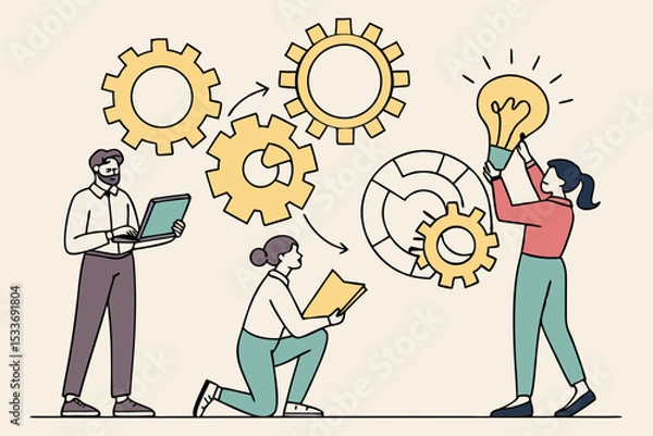 Fototapeta Teamwork, Innovation, and Creative Problem Solving A Collaborative Approach to Achieving Goals