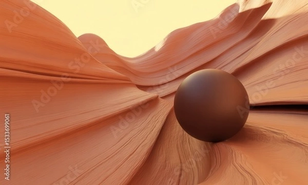Fototapeta Brown Sphere on Abstract Textured Surface