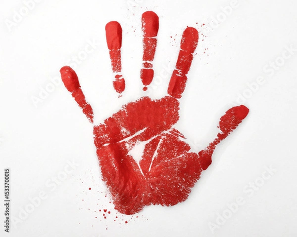 Obraz Red handprint on white background detailed image