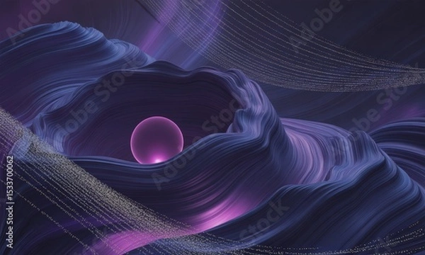 Fototapeta Abstract Landscape with Sphere and Lines