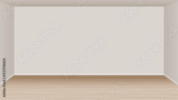 Fototapeta 何もない空っぽのフローリング部屋イラストB、アスペクト比16:9